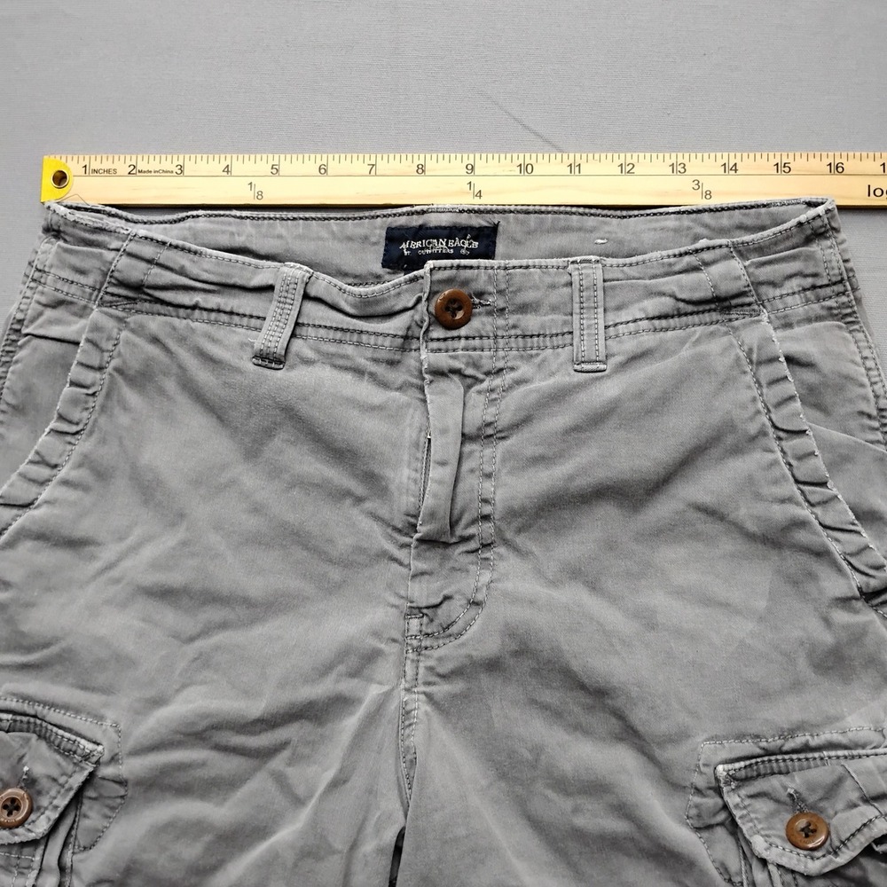 American Eagle Extreme Flex Classic Cargo Shorts Mens 32 Gray Cotton Stretch - Picture 4 of 8